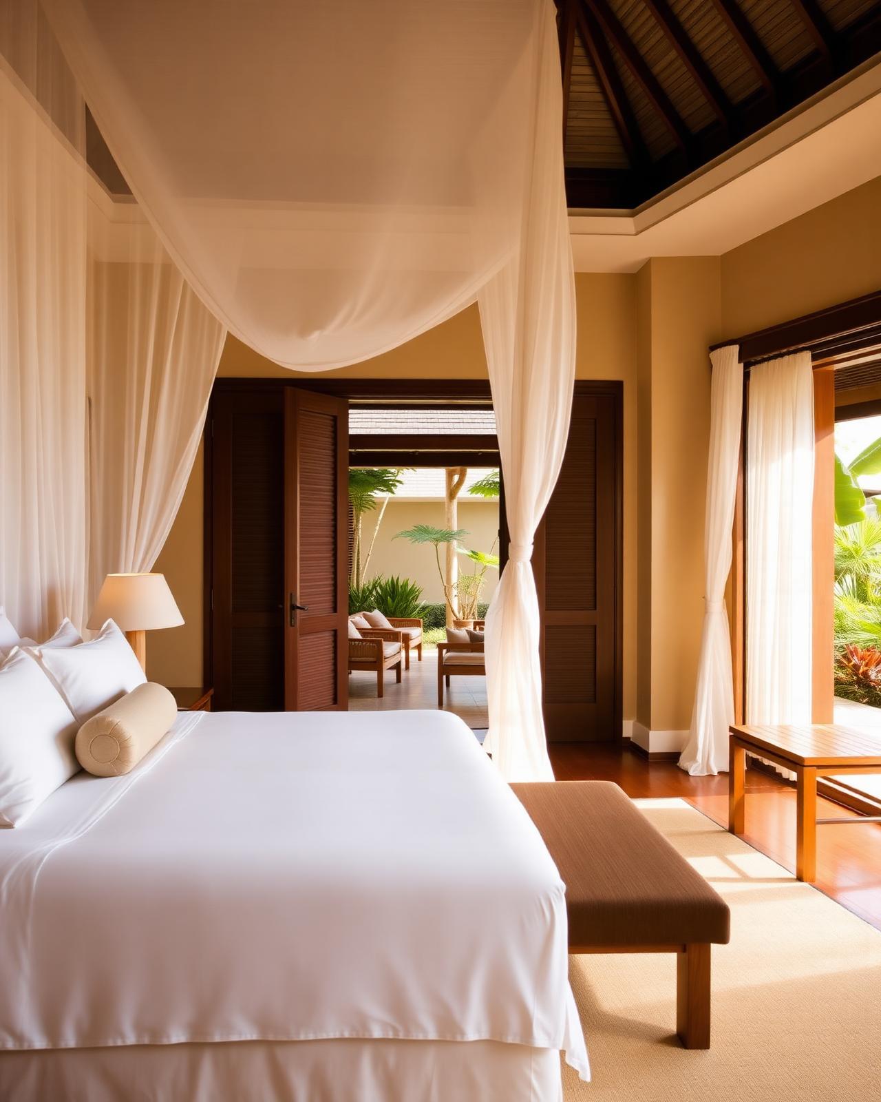 Wake to birdsong and frangipani.